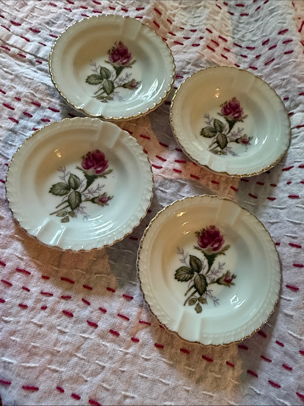 Royal Japan Moss Rose ButterPat Vintage (4) Excellent Condition
